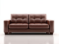 Canapé droit - Cuir-Bois - 196x91x83 cm - Brun acajou - Style moderne rétro