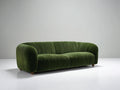 Canapé droit - Velours plissé-Bois - 214x94x75 cm - Vert olive - Style contemporain