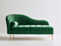 Chaise longue - Velours-Métal - 182 x 77 x 88 cm - Vert émeraude - Style Art déco