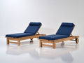 Bain de soleil - Bois-textile - 200 x 65 x 35 cm - Bois naturel-Bleu marine - Style moderne