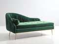 Chaise longue - Velours-Métal - 188 x 79 x 86 cm - Vert émeraude - Style Art déco moderne