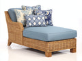 Bain de soleil - résine tressée-textile-bois - 175x92x88 cm - bleu clair-bois naturel - style naturel avec dossier enveloppant