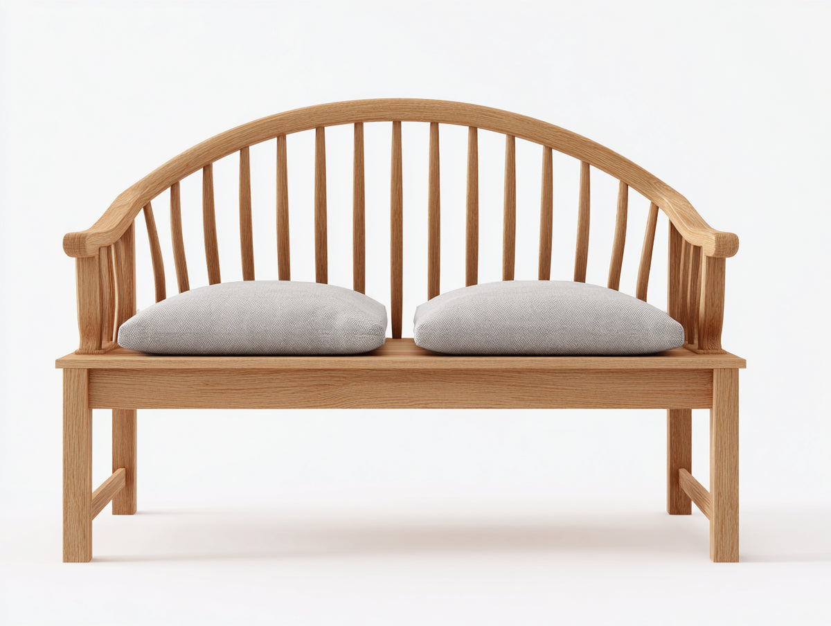 Banc de jardin - Bois-Tissu - 142x62x91 cm - Bois naturel-Gris clair - Style classique