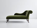 Chaise longue - Velours-Bois-Métal - 180 x 75 x 90 cm - Vert olive - Style classique
