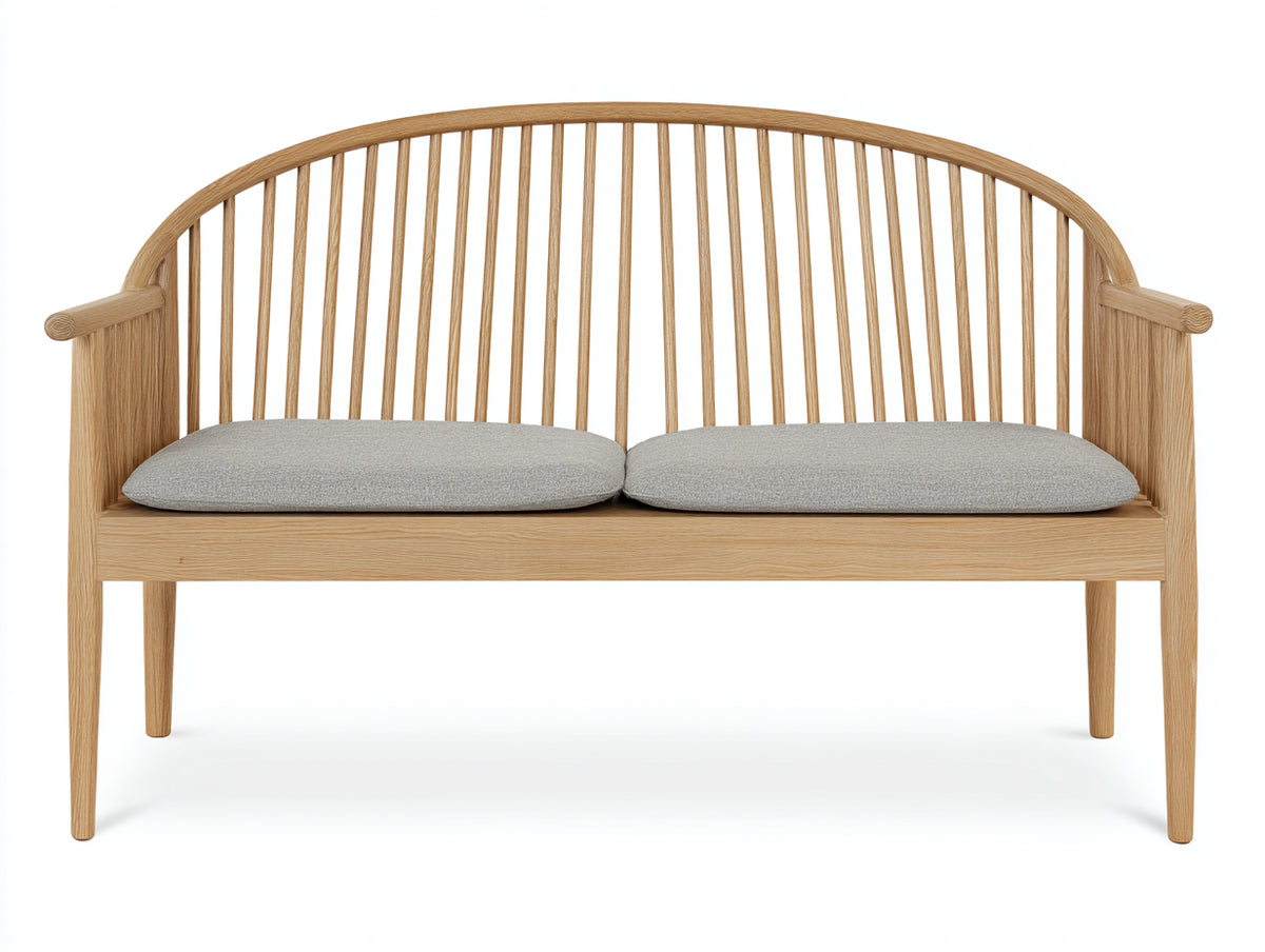 Banc de jardin - Bois-Tissu - 145x62x90 cm - Bois clair-Gris clair - Style scandinave