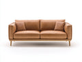 Canapé droit - Cuir-Bois - 206x92x84 cm - Camel naturel - Style contemporain léger