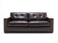 Canapé droit - Cuir-Bois - 198x92x82 cm - Brun chocolat - Style contemporain