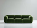 Canapé droit - Velours-Bois - 218x95x78 cm - Vert forêt - Style contemporain