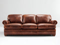 Canapé droit - Cuir-Bois - 218x95x86 cm - Brun cognac - Style classique
