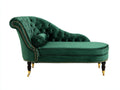 Chaise longue - Velours-Bois-Métal - 175 x 72 x 92 cm - Vert émeraude - Style classique