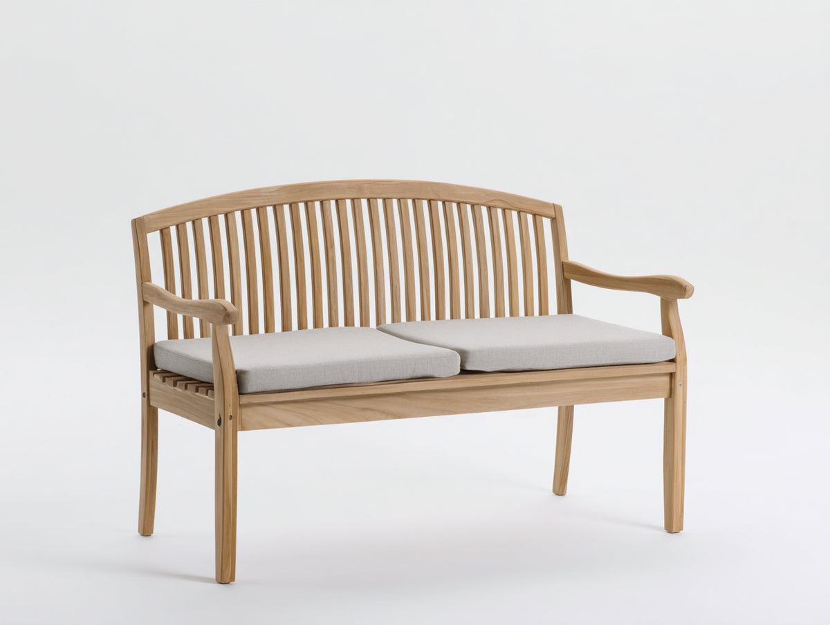 Banc de jardin - Bois-Tissu - 143x61x89 cm - Bois clair-Gris perle - Style scandinave