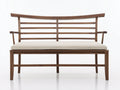 Banc de jardin - Bois-Tissu - 150x60x92 cm - Bois foncé-Écru - Style contemporain