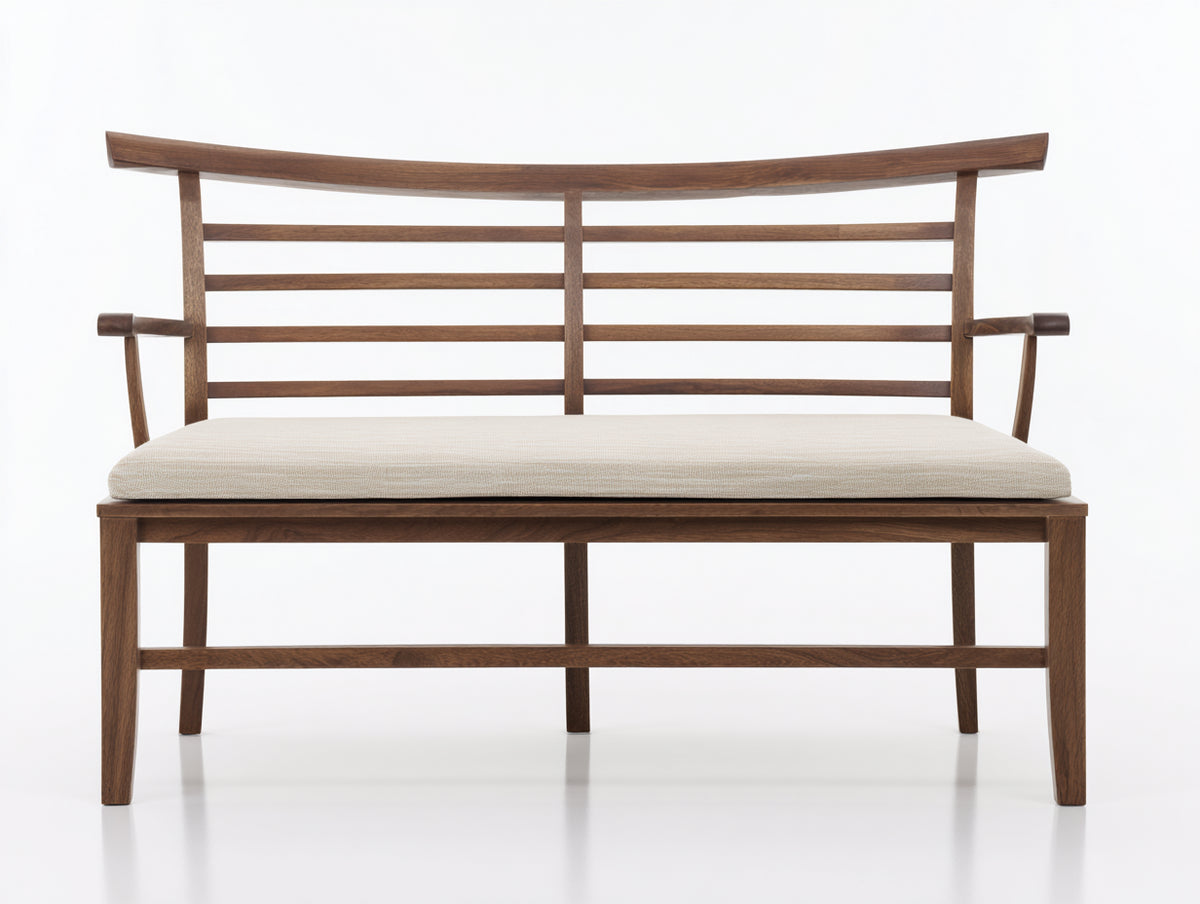 Banc de jardin - Bois-Tissu - 150x60x92 cm - Bois foncé-Écru - Style contemporain