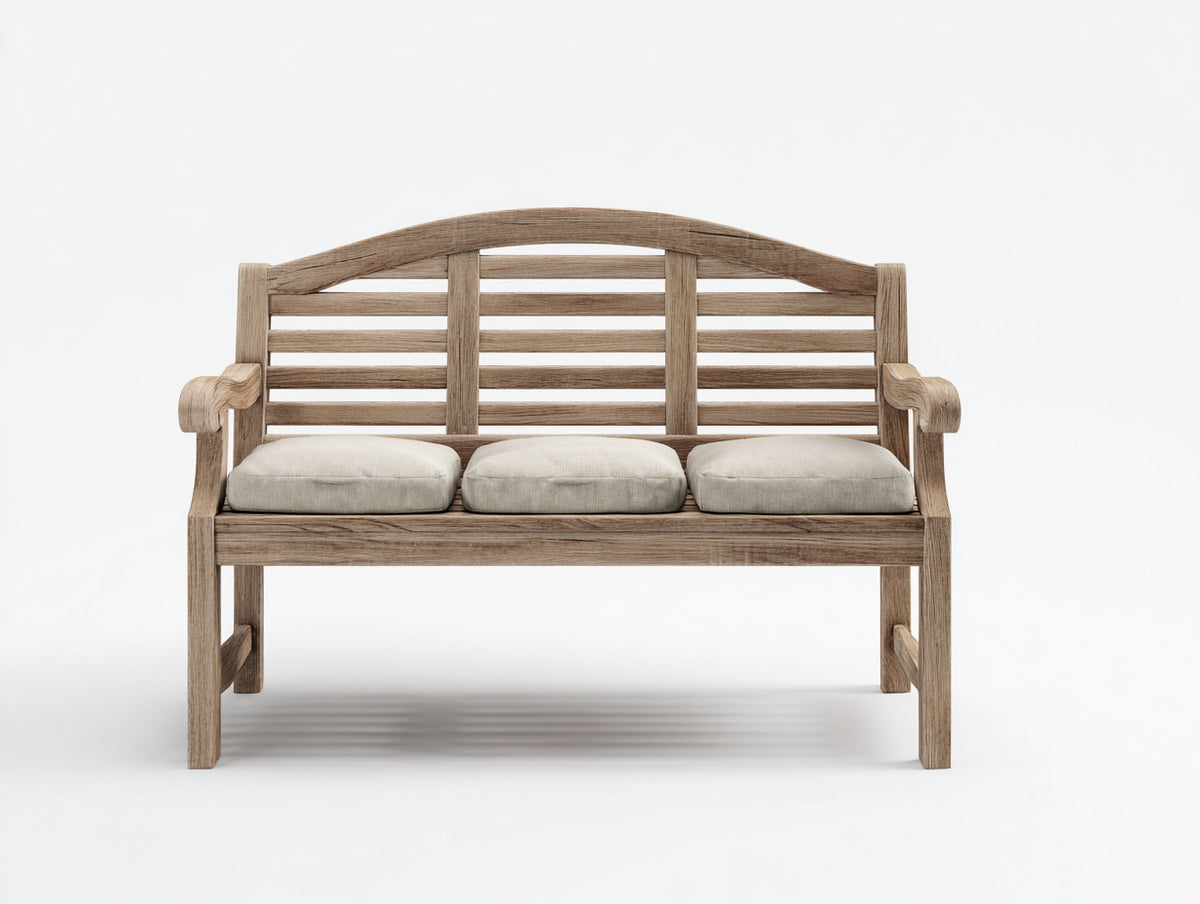 Banc de jardin - Bois-Tissu - 150x65x95 cm - Bois naturel-Crème - Style classique